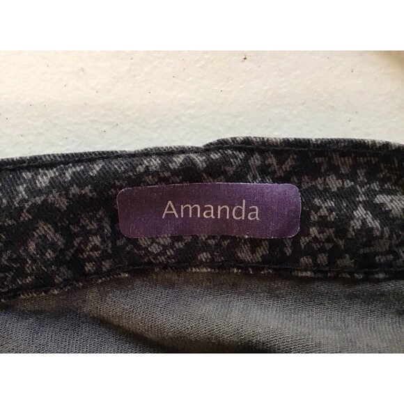 Gloria Vanderbilt Amanda Gray Stretch Jeans Sz 16P Geometric Print 5 Pockets Vtg - Picture 8 of 9